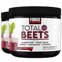 Total Beets 슈퍼푸드 비트 뿌리 파우더 2팩 혈액 순환 산화질소 에너지 지구력 체력 심장 건강 보충제 포스 팩터 60회 분량, Original Powder - Black Cherry, 60 Count (Pack of 3)