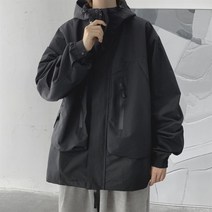 남성 테크웨어 간절기 카키색 바람막이 재킷 오버핏 학생룩 기본 일상룩 코디