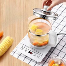 생명 요소 건강 주전자 완전 자동 두꺼운 유리 가정용 다기능 주전자 전기 주전자 온수 주전자 가정용, 크리스탈 스노우 화이트