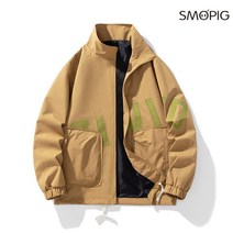 SMOPIG 남자 가을 패션 칼라 빈티지 카고 점퍼 코트