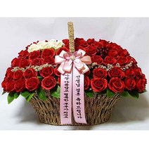 수앤로즈플라워 비누꽃바구니 100송이 백송이장미 백일선물 백송이꽃바구니, 레드 장미