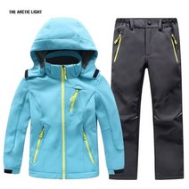 스키복 보드복 남자 여자 공용 이월 TRVLWEGO-가을 어린이 캠핑 하이킹 코트와 바지 세트 후드 겨울 학생 방풍 방수 야외 스키 재킷