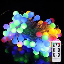 부로무역 캠핑 전구 앵두전구 감성전구 줄조명 무지개색 리모컨+건전지타입, 5미터 50등