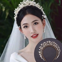 웨딩티아라 셀프웨딩 신부 왕관 머리띠 크리스탈 라인 석 진주 헤어 빗 클립 신부 웨딩 쥬얼리 액세서리 들, 04 QB185 Gold 1PCS