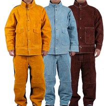 방염복 용접 작업복 산업용 방화복 방열복 안전복, 블루 퓨어 레더 슈트, 1개