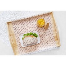 쟁반깔지 튀김 빵 포장 영문 필기체 유산지