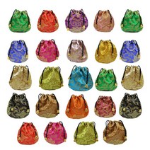 24pcs 실크 브로케이드 보석 파우치 백 작은 새틴 동전 지갑 중국 브로케이드 자수 드로 스트링 선물 가방 / e