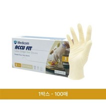 아큐핏 식품용 라텍스장갑 요리장갑 조리용 다목적용(100매)-메디컴, S