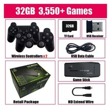 무선 레트로 게임 콘솔 플러그 앤 플레이 비디오 게임 스틱 내장 10000 게임 9 에뮬레이터 hd tv 게임 레트로 4k for atari gbc, 32GB 3550 게임