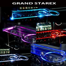 ArtX 그랜드 스타렉스 USB 5V LED 2단 차량용 무중력테이블 컵홀더 식탁 자동차 선반 핸드폰 거치대 수납용품, 레드, 포함, 미니-사각 타잎, 1개