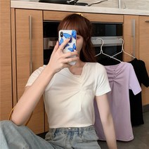 반팔티셔츠디자인 송희 유행 CEC t셔츠 여성 디자인감각 빈티지 현아한 무드 여름 무지 2020 년 신 319631296