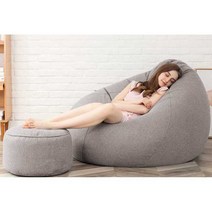 빈백 쿠션 마약 소파 1인 소파 안락 의자 원룸 거실, B 다크그레이+풋스툴7.0KG 125x130