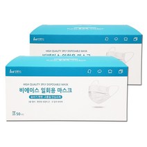 비에이스 일회용 중형마스크 100매, 화이트 100매