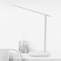 심플 화이트 접이식 무선 LED 책상 조명 독서등 핸드폰 거치 탁상 램프 3가지 색온도 조절 데스크 스탠드