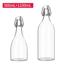 유리병 손수 포도주 저장 탱크다 술병 공병 있음 뚜껑 벌크 오디 밀봉 농가 자양 발효 520512374, 500ml1100ml2 개 포장 수장