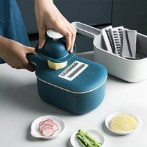가정용 다기능 감자 파쇄 된 야채 커터 오이 무 슬라이서 배수 바구니가있는 가정용 주방 용품, 200, 네이비 블루