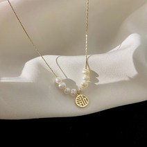 Real Gold Plating Fortune Freshwater Pearl Necklace Korean Blog Crash Celasm Chain Necklazes