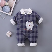 돌아기 체크 방한우주복 패딩우주복 신생아옷 유아옷 원피스 바디수트 외출복 바디슈트