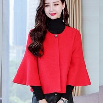 판초 가을 여성 망토 케이프 짧은 코트 우아한 여성 목도리 플레어 슬리브 목도리 랩 판초 모직 자켓