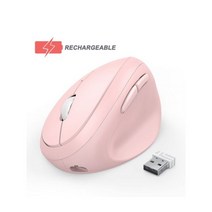 무선 무소음 게이밍 버티컬 마우스 젤리 빗 2.4GHz 노트북 충전식 인체 공학적 세로 핑크 광학 3 조정 DPI, 분홍색