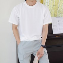 이너프데이 남자 구김적은 반팔티 시원한 여름 스판 오버핏 티셔츠