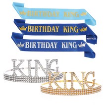 생일 어깨띠 벌스데이킹 남자친구생일 아버지생일 king 왕관 킹 어깨띠, 킹어깨띠(골드블랙)