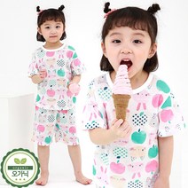 토토와모모kids 유아 여름 반팔 실내복 내의 /P상큼애니(자가드)