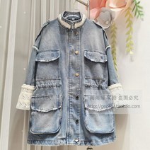 레이스 여성 데님 청자켓 스팽글 빅포켓 화려한 재킷 여자 블루종 20대 30대 40대 코디 세련된 봄 가을