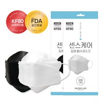 식약처인증 국산 KF80 대형 센스케어 방역 마스크 개별포장 1매입 FDA승인, 블랙, 선택:블랙