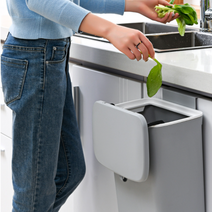 주방 싱크대 문걸이 냄새차단 뚜껑 휴지통 가정용 잔반수거 음쓰 식당용, 그레이