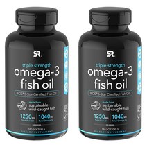스포츠리서치 트리플 스트렝스 오메가-3 피쉬 오일 1250mg 소프트젤, 180정, 2개