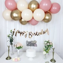 클라우드풍선 이벤트용품 생일파티 풍선가랜드, 핑크 클랑우드 + 로즈골드 생일가랜드