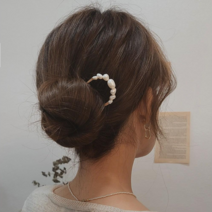 초콜리트쥬얼리 진주송이 담수진주 U라운드 올림머리 유핀 헤어 비녀 헤어핀 2style
