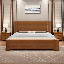 led 퀸침대 신혼침대 단단한 나무 더블 침대 1.8m 마스터 침실 현대 미니멀 스타일 1.5m 대형 웨딩 오크 스토리지 경제적, [01] 표준 침대, [01] 1500mmx2000mm, [01] 뼈대