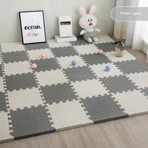 두꺼운 퍼즐 매트 놀이 2.5 cm 어린이 연결식 운동 타일 러그 바닥 완구 카펫 소프트 등산 패드 EVA, White by gray_2 pcs 30cm by 2.