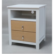 에스엔가구 공간협탁 C타입 침대협탁 2단서랍장, 화이트오크