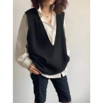 여자 기모 조끼 스트링 브이넥 감성적인 코디 간절기 민소매 옆트임 사무실 부드러운 경량