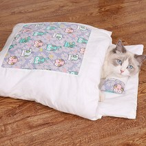 일본 고양이 둥지 고양이 잠자는 가방 폐쇄 이동식 고양이 둥지, M, 보라색 올빼미
