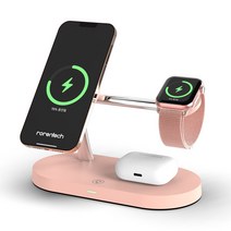 5in1 맥세이프 고속 무선충전기 플레이트링 세트, 핑크