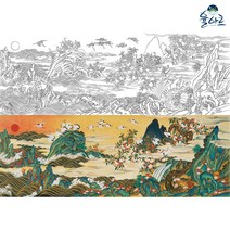 해학반도도 민화 도안 본그림 민화그리기 공모전 취미 원데이클래스 수업자료 컬러링 민화본, 일반용지(얇은 백상지), 원본 사이즈(추천)