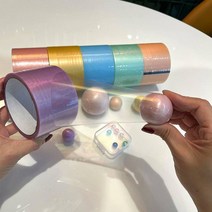 유니커블 7.2cm 파스텔 진주 펄 끈끈이 볼 테이프 공 만들기 장난감 찐득이 말랑이 주물럭 공놀이 키덜트 뽁뽁이 팝잇 재미있는 촉감 집콕 놀이 스트레스해소 아트 토이 재료, 펄컬러4.8CM WC488-2