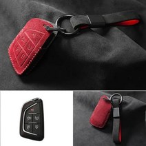 차키케이스 자동차키링 캐딜락 CT4 CCT4V C8 콜벳 알칸타라 스웨이드 키 케이스 분실, Red skin red