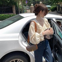 리본블라우스 셔츠 핑크 주름 플레 소매 쉬폰 디자 레이스 업 부드러운