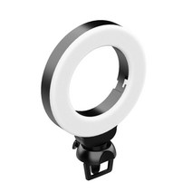 VIJIM CL06 미니 4 인치 LED 링 라이트 클립 온 랩톱 비디오 회의 조명 3 모드 3200K-6500K DIMMABLE USB 라이브 스트리밍 온라인 교육 회의에 대 한 구동, Black
