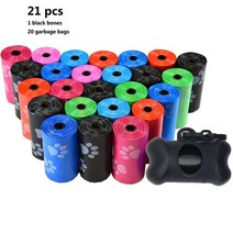 크린룸 가방 pvc 파우치 투명 분해성 애완 동물 강아지 배설물 가방 인쇄 21 개 깨끗한 봉투 디스펜서, 02 21pcs As shown