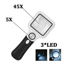 돋보기확대경 핸드폰확대경 스탠드확대경3X 45X 렌즈 돋보기 3 LED 라이트 핸드 헬드 독서 쥬얼리 시계 루, 한개옵션1, 02 5X 45X 3LED