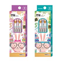 모나미 모니주 연필 B 5본입 퍼플 그린 캐릭터연필