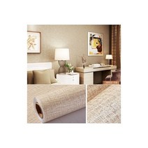 WOKHOME-리넨 PVC 자체 접착 월페이퍼 침실 거실 DIY 장식 필름 벽 스티커 종이 홈 데코, 1m X 60cm, Khaki