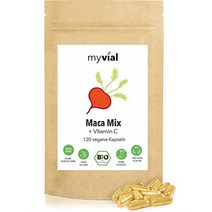 유기농 비타민 C(아세로라)가 함유된 myval 마카 캡슐 120개 캡슐당 고용량 503mg 레드 옐로우 블랙 뿌리 분말 믹스 첨가물 없는 30일 공급 비건 플라스틱 없음