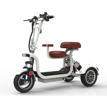 emtb 로드 전기 산악 자전거 3륜 삼륜 가성비 전기자전거 오토바이 스쿠터 3 바퀴 Electrtic 400W 48V 10 인치 부모 자식 성인을위한 미니, 화이트 10AH 45-50KM